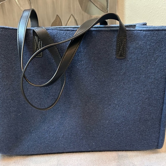 Kate Spade Navy Tote with Pink Floral Accents - Picture 2 of 8